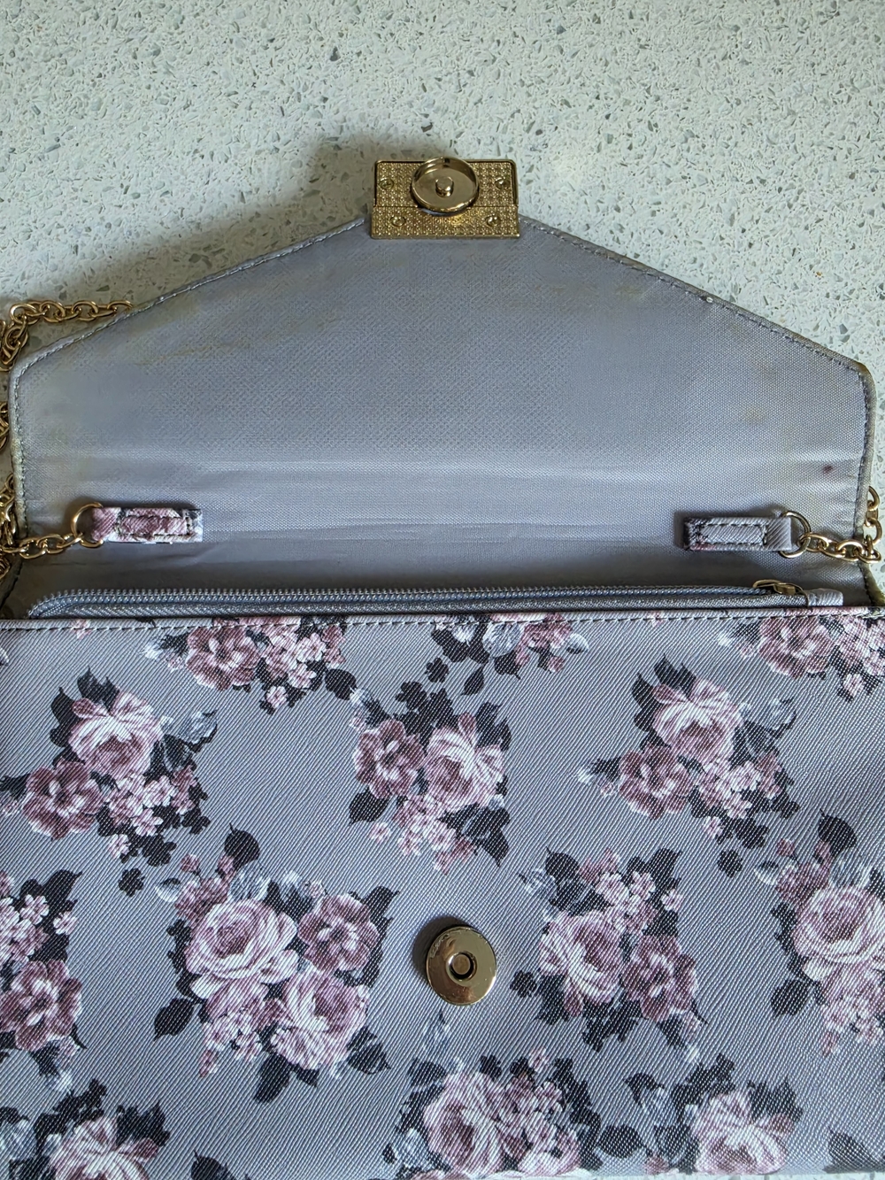 GUESS Floral Chain Crossbody Bag in Lavender - Picture 2 of 6